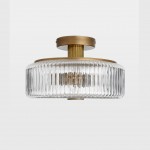 Willa Rustic Round Ribbed Glass Ceiling Light
