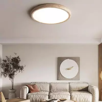 Tatum Modern Travertine Disc LED Ceiling Light Tatum Modern Travertine Disc LED Ceiling Light