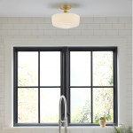 Bodie Retro Brass White Glass Ceiling Light