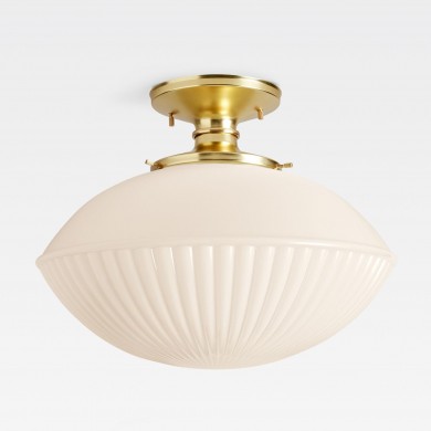 Bodie Retro Brass White Glass Ceiling Light