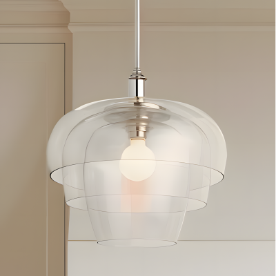 Xena Scandinavian Layered Clear Glass Pendant Light Xena Scandinavian Layered Clear Glass Pendant Light