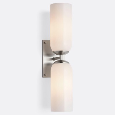 Iliana Rustic White Glass Double Tube Wall Sconce Iliana Rustic White Glass Double Tube Wall Sconce