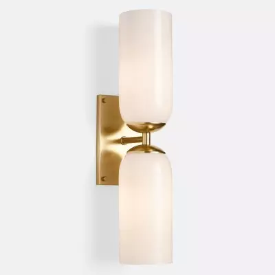 Iliana Rustic White Glass Double Tube Wall Sconce