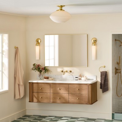 Bodie Retro Brass White Glass Ceiling Light Bodie Retro Brass White Glass Ceiling Light
