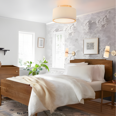 Zuri Farmhouse Drum Linen Ceiling Light Zuri Farmhouse Drum Linen Ceiling Light
