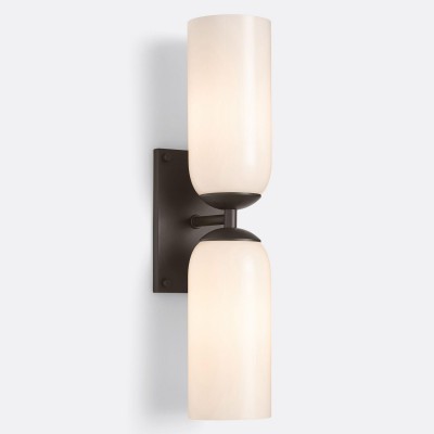 Iliana Rustic White Glass Double Tube Wall Sconce Iliana Rustic White Glass Double Tube Wall Sconce