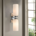 Iliana Rustic White Glass Double Tube Wall Sconce Iliana Rustic White Glass Double Tube Wall Sconce