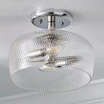 Yael Rustic Bowl Shaped Ribbed Glass Ceiling Light