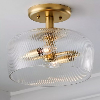 Yael Rustic Bowl Shaped Ribbed Glass Ceiling Light Yael Rustic Bowl Shaped Ribbed Glass Ceiling Light