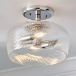 Yael Rustic Bowl Shaped Ribbed Glass Ceiling Light