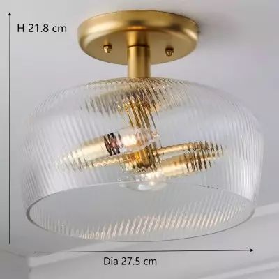 Yael Rustic Bowl Shaped Ribbed Glass Ceiling Light Yael Rustic Bowl Shaped Ribbed Glass Ceiling Light