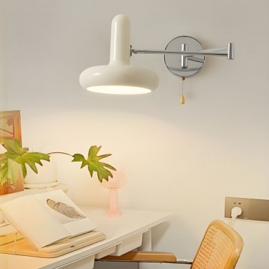 Kira Modern Bauhaus White Swing Arm Wall Light
