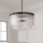 Vance Farmhouse Round Tiered Ribbed Glass Ceiling Light