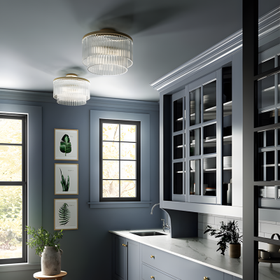 Vance Farmhouse Round Tiered Ribbed Glass Ceiling Light Vance Farmhouse Round Tiered Ribbed Glass Ceiling Light