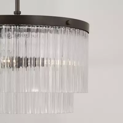Vance Farmhouse Round Tiered Ribbed Glass Ceiling Light Vance Farmhouse Round Tiered Ribbed Glass Ceiling Light
