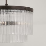 Vance Farmhouse Round Tiered Ribbed Glass Ceiling Light