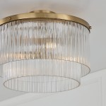Vance Farmhouse Round Tiered Ribbed Glass Ceiling Light