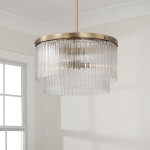 Vance Farmhouse Round Tiered Ribbed Glass Ceiling Light