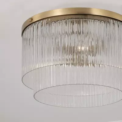 Vance Farmhouse Round Tiered Ribbed Glass Ceiling Light Vance Farmhouse Round Tiered Ribbed Glass Ceiling Light