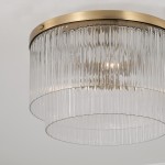 Vance Farmhouse Round Tiered Ribbed Glass Ceiling Light