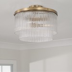 Vance Farmhouse Round Tiered Ribbed Glass Ceiling Light