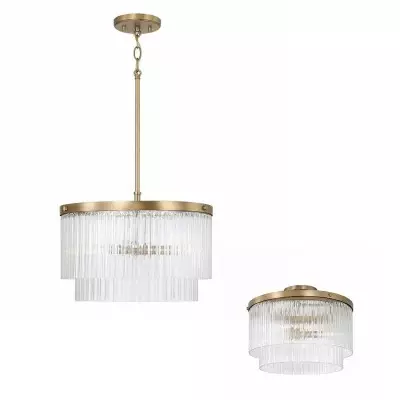 Vance Farmhouse Round Tiered Ribbed Glass Ceiling Light Vance Farmhouse Round Tiered Ribbed Glass Ceiling Light