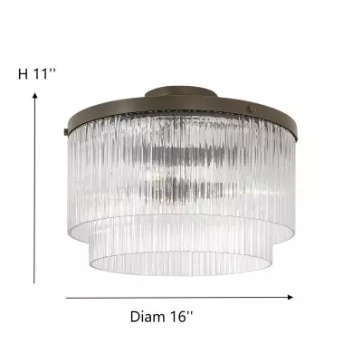 Vance Farmhouse Round Tiered Ribbed Glass Ceiling Light Vance Farmhouse Round Tiered Ribbed Glass Ceiling Light
