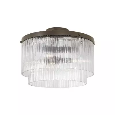 Vance Farmhouse Round Tiered Ribbed Glass Ceiling Light Vance Farmhouse Round Tiered Ribbed Glass Ceiling Light