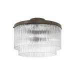 Vance Farmhouse Round Tiered Ribbed Glass Ceiling Light