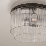 Vance Farmhouse Round Tiered Ribbed Glass Ceiling Light