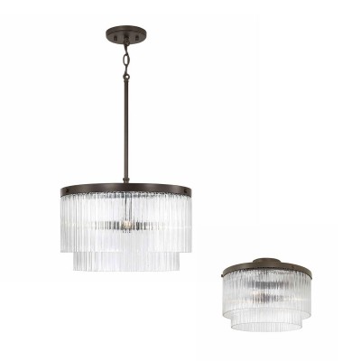Vance Farmhouse Round Tiered Ribbed Glass Ceiling Light Vance Farmhouse Round Tiered Ribbed Glass Ceiling Light