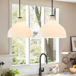 Rylan Rustic Metal Milk Glass Pendant Light