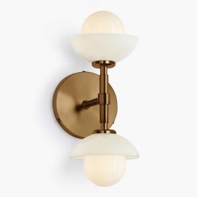 Brianna Farmhouse Alabaster Double Globe Sconce Brianna Farmhouse Alabaster Double Globe Sconce