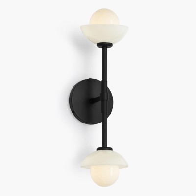 Brianna Farmhouse Alabaster Double Globe Sconce Brianna Farmhouse Alabaster Double Globe Sconce
