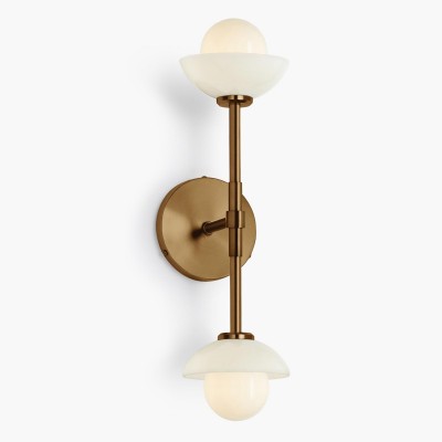 Brianna Farmhouse Alabaster Double Globe Sconce Brianna Farmhouse Alabaster Double Globe Sconce