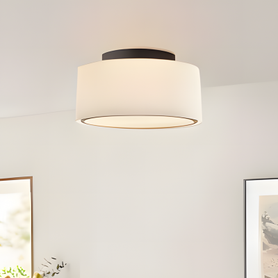 Zuri Farmhouse Drum Linen Ceiling Light Zuri Farmhouse Drum Linen Ceiling Light
