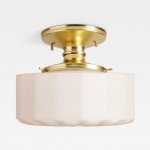 Bodie Retro Brass White Glass Ceiling Light
