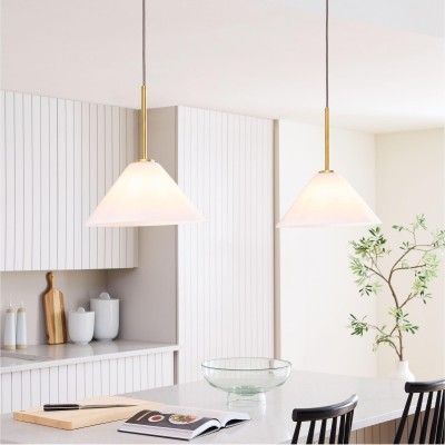 Nori Minimalist Brass Glass Cone Pendant Light Nori Minimalist Brass Glass Cone Pendant Light