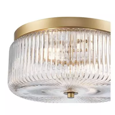 Pax Farmhouse Ribbed Glass Round Flush Mount Ceiling Light Pax Farmhouse Ribbed Glass Round Flush Mount Ceiling Light