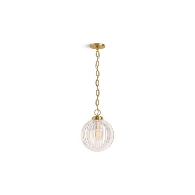 Hana Farmhouse Ribbed Glass Globe Pendant Light