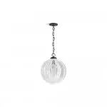 Hana Farmhouse Ribbed Glass Globe Pendant Light