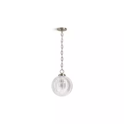 Hana Farmhouse Ribbed Glass Globe Pendant Light