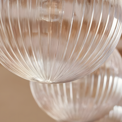 Hana Farmhouse Ribbed Glass Globe Pendant Light