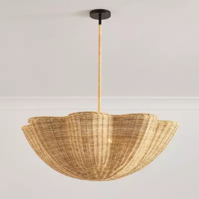 Daxter Bohemian Woven Rattan Scalloped Pendant Light Daxter Bohemian Woven Rattan Scalloped Pendant Light