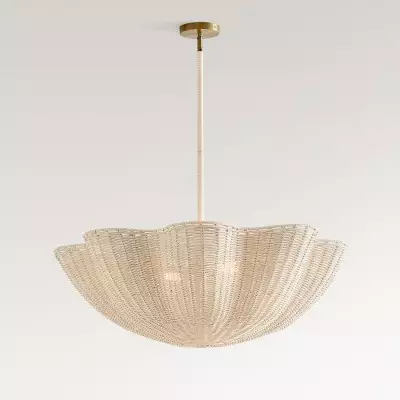 Daxter Bohemian Woven Rattan Scalloped Pendant Light Daxter Bohemian Woven Rattan Scalloped Pendant Light