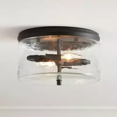 Quinlan Modern Black Drum Glass Flush Mount Ceiling Light Quinlan Modern Black Drum Glass Flush Mount Ceiling Light