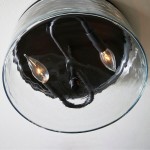 Quinlan Modern Black Drum Glass Flush Mount Ceiling Light