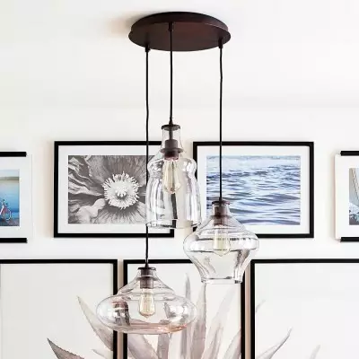 Neria Modern 3-Light Cluster Glass Pendant Light Neria Modern 3-Light Cluster Glass Pendant Light