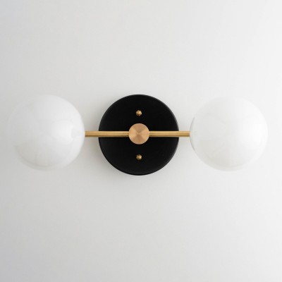 Calen Retro Milk Glass Double Globe Sconce Calen Retro Milk Glass Double Globe Sconce