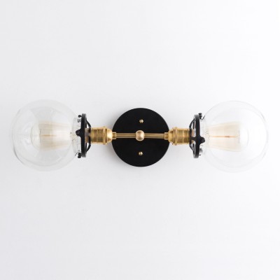 Grayson Mid Century Glass Double Globe Wall Sconce Grayson Mid Century Glass Double Globe Wall Sconce